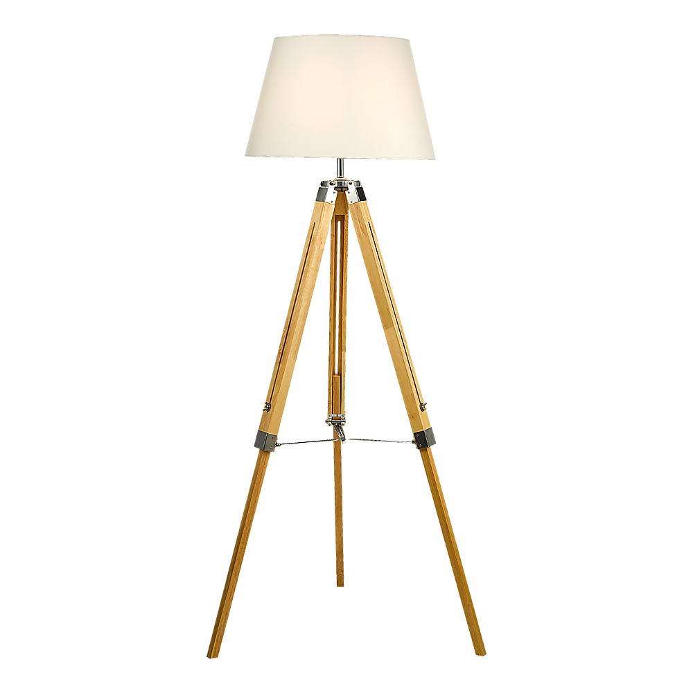 Modern Floor Lamp Wood Tripod Home Bedroom Reading Light 145Cm