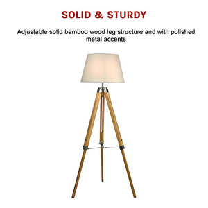 Modern Floor Lamp Wood Tripod Home Bedroom Reading Light 145Cm