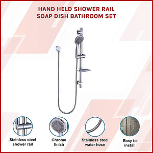 Hand Held Shower Rail Soap Dish Bathroom Set