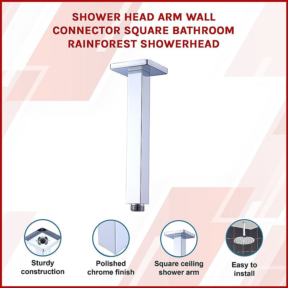 Shower Head Arm Wall Connector Square Bathroom Rainforest Showerhead