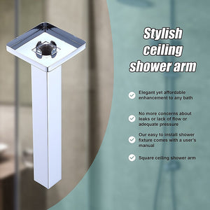 Shower Head Arm Wall Connector Square Bathroom Rainforest Showerhead