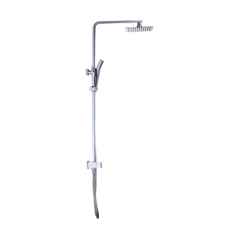 Wels 8" Rain Shower Head Set Square Dual Heads Faucet High Pressure Hand Held