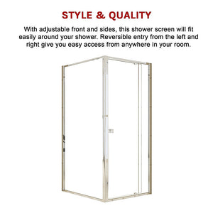 Semi Frameless Shower Screen (82~90)X 195Cm & (98~101)X Side As/Nzs Glass