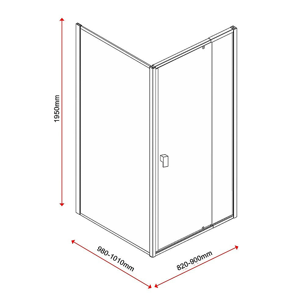 Semi Frameless Shower Screen (82~90)X 195Cm & (98~101)X Side As/Nzs Glass