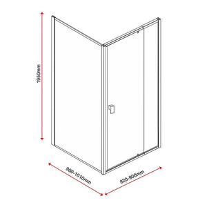 Semi Frameless Shower Screen (82~90)X 195Cm & (98~101)X Side As/Nzs Glass