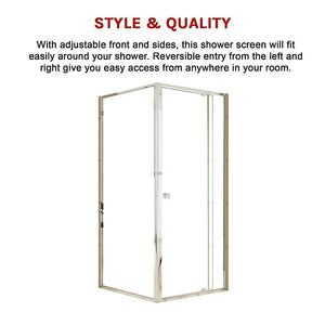 Semi Frameless Shower Screen (82~90)X 195Cm & (89~92)X Side As/Nzs Glass