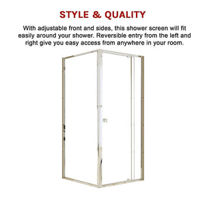 Semi Frameless Shower Screen (82~90)X 195Cm & (77~80)X Side As/Nzs Glass