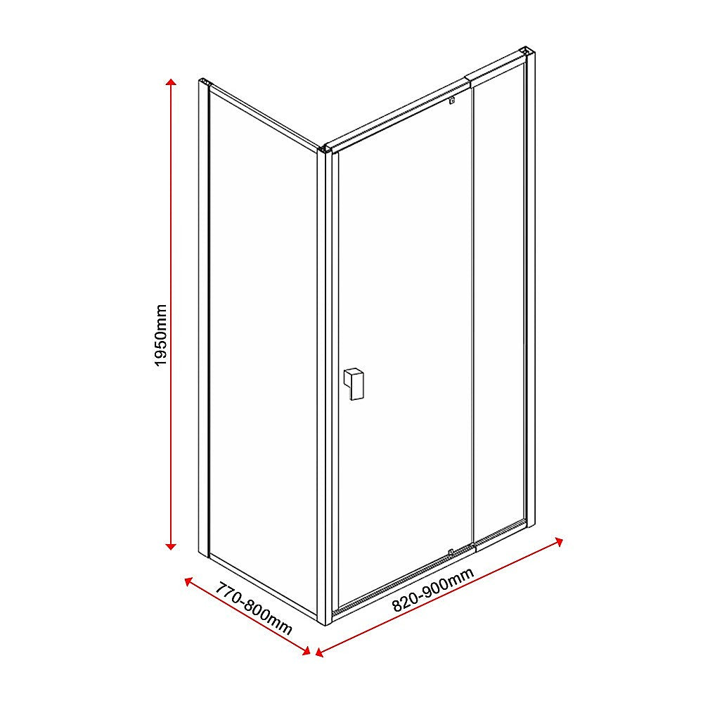 Semi Frameless Shower Screen (82~90)X 195Cm & (77~80)X Side As/Nzs Glass