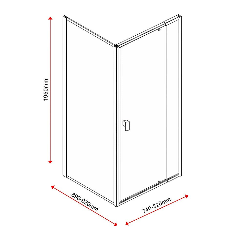 Semi Frameless Shower Screen (74~82)X 195Cm & (89~92)X Side As/Nzs Glass