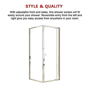 Semi Frameless Shower Screen (74~82)X 195Cm & (77~80)X Side As/Nzs Glass