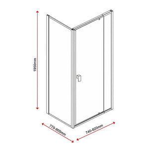 Semi Frameless Shower Screen (74~82)X 195Cm & (77~80)X Side As/Nzs Glass