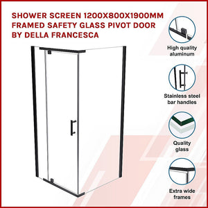 Shower Screen 1200X800x1900mm Framed Safety Glass Pivot Door By Della Francesca