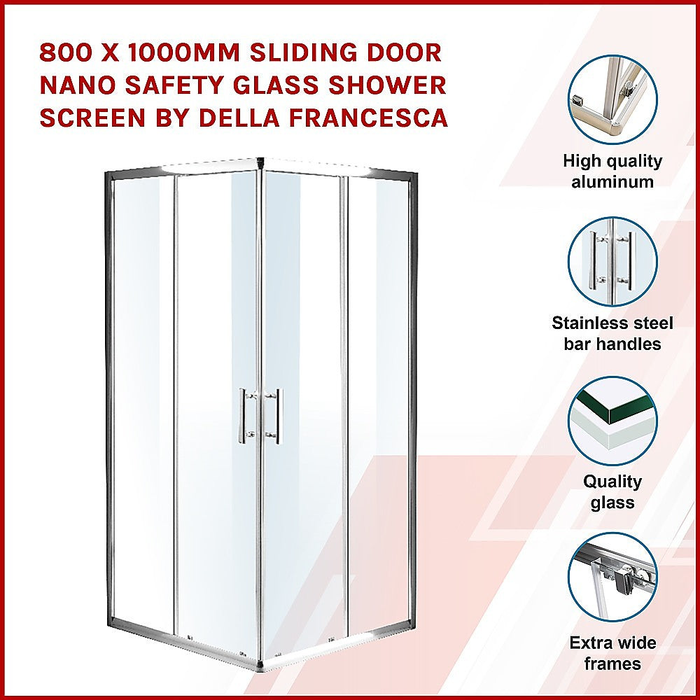 Della Francesca 800 X 1000Mm Sliding Door Nano Safety Glass Shower Screen By