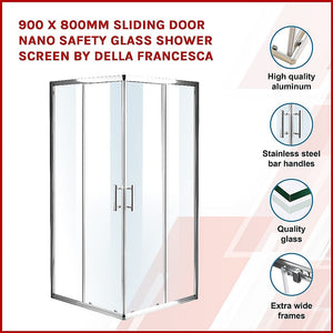 Della Francesca 900 X 800Mm Sliding Door Nano Safety Glass Shower Screen By