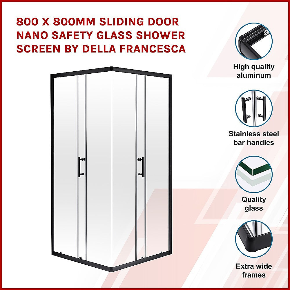 Della Francesca 800 X 800Mm Sliding Door Nano Safety Glass Shower Screen By