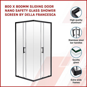 Della Francesca 800 X 800Mm Sliding Door Nano Safety Glass Shower Screen By