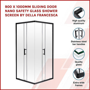 Della Francesca 900 X 1000Mm Sliding Door Nano Safety Glass Shower Screen By