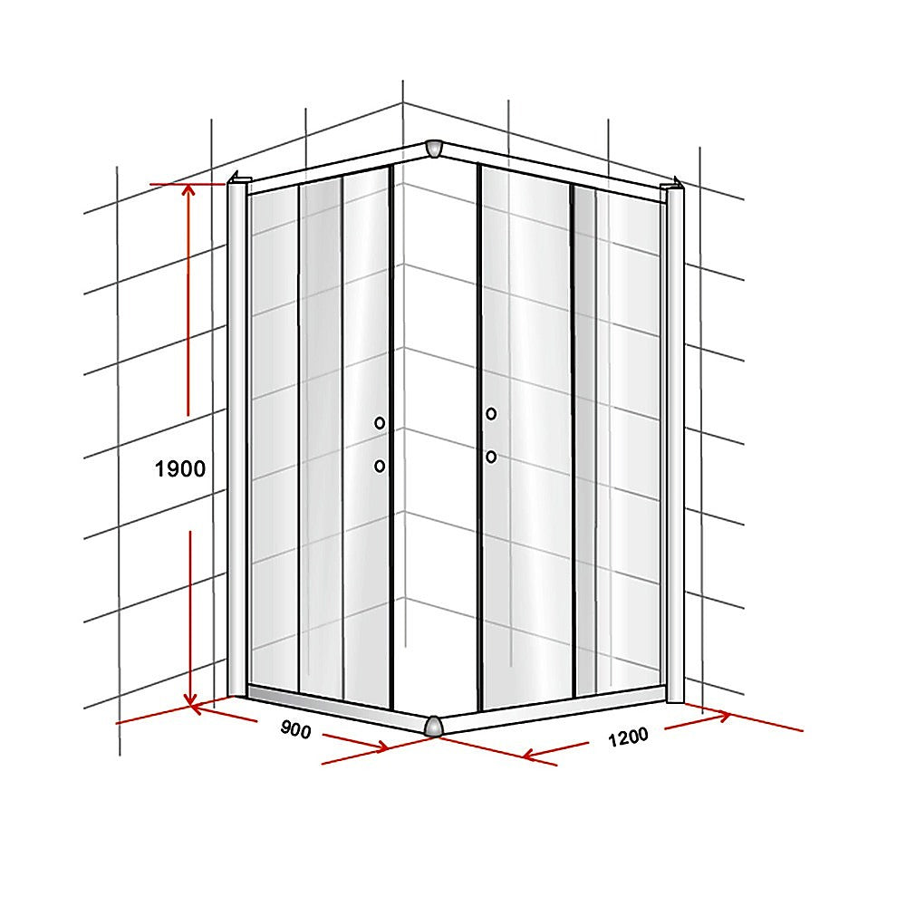 Della Francesca 900 X 1200Mm Sliding Door Nano Safety Glass Shower Screen By