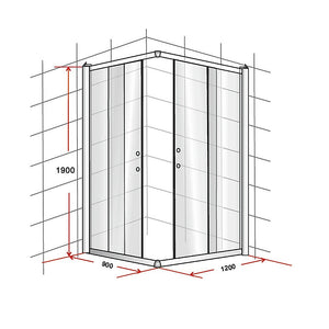 Della Francesca 900 X 1200Mm Sliding Door Nano Safety Glass Shower Screen By