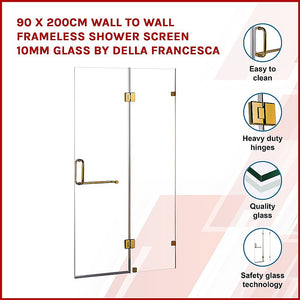 Della Francesca 90 X 200Cm Wall To Frameless Shower Screen 10Mm Glass By