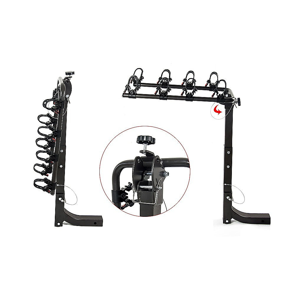 Premium 4 Bike Carrier Rack Hitch Mount Swing Down Bicycle W/ 2" Receiver