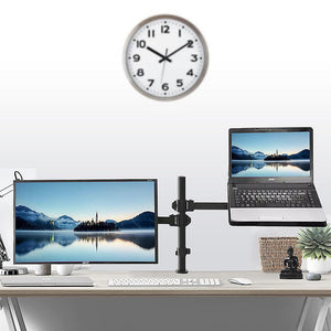 Monitor Mount & Laptop And Tablet Shelf Stands Holders Adjustable Workspace Arm