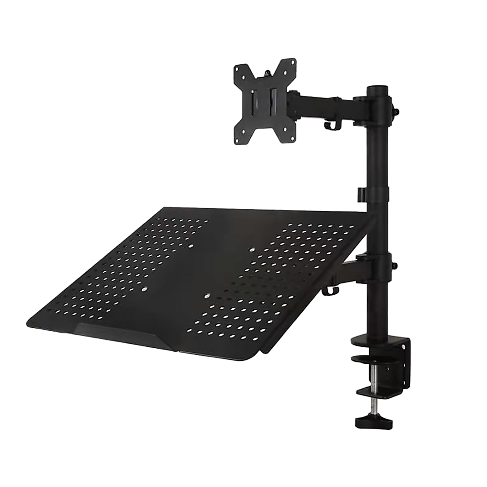 Monitor Mount & Laptop And Tablet Shelf Stands Holders Adjustable Workspace Arm