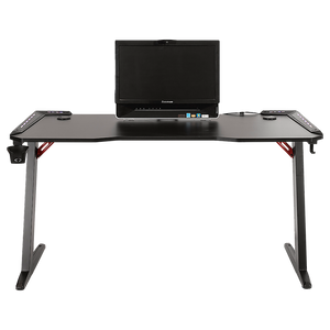 Led Gaming Desk Computer Table With Cup Holder Headphone Hook Cable Hole