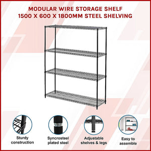 Modular Wire Storage Shelf 1500 X 600 1800Mm Steel Shelving