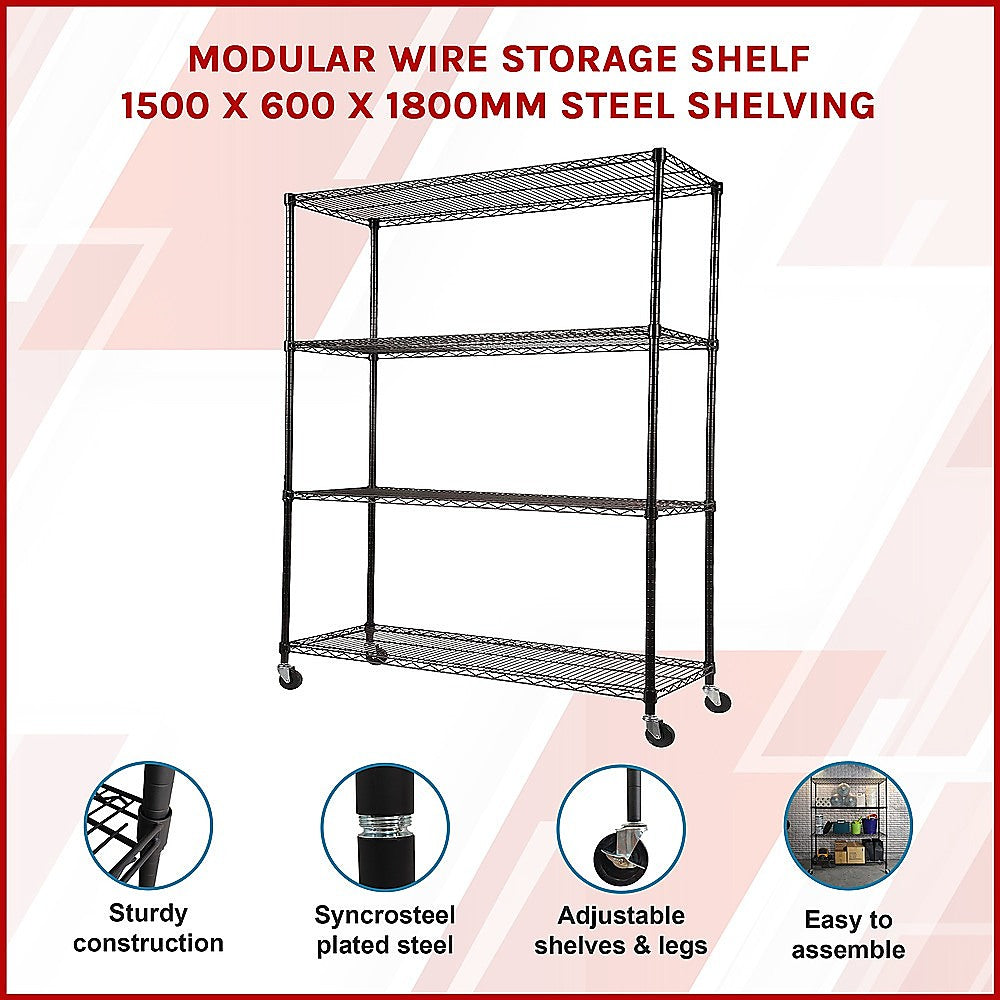 Modular Wire Storage Shelf 1500 X 600 1800Mm Steel Shelving