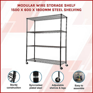 Modular Wire Storage Shelf 1500 X 600 1800Mm Steel Shelving