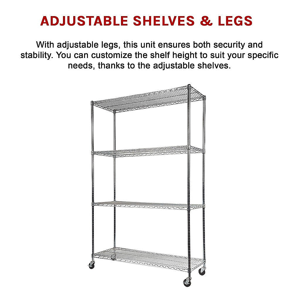 Modular Wire Storage Shelf 1500 X 450 1920Mm Steel Shelving With Wheels