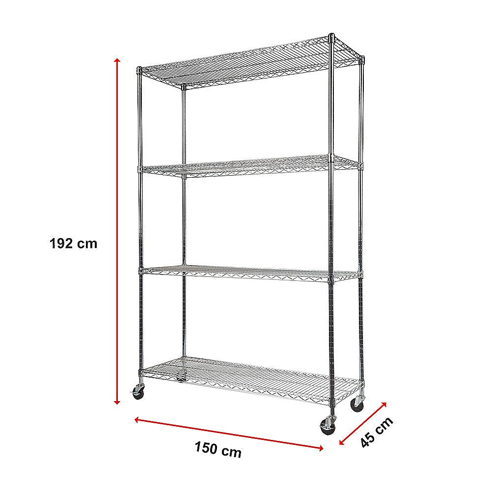 Modular Wire Storage Shelf 1500 X 450 1920Mm Steel Shelving With Wheels