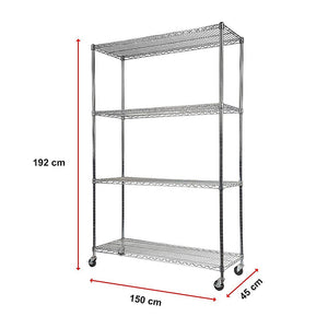 Modular Wire Storage Shelf 1500 X 450 1920Mm Steel Shelving With Wheels