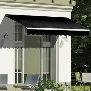 Outdoor Folding Arm Awning Retractable Sunshade Canopy Black 4.0M X 2.5M