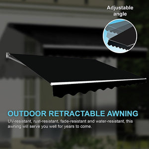 Outdoor Folding Arm Awning Retractable Sunshade Canopy Black 4.0M X 2.5M