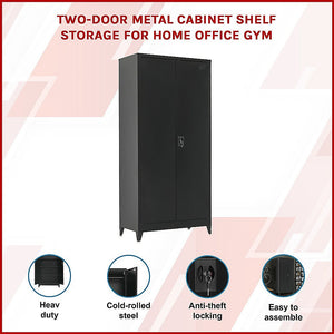 Two Door Metal Cabinet Shelf Storage For Home Office Gym