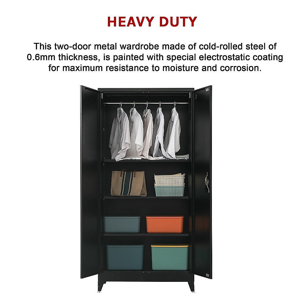 Two Door Metal Cabinet Shelf Storage For Home Office Gym