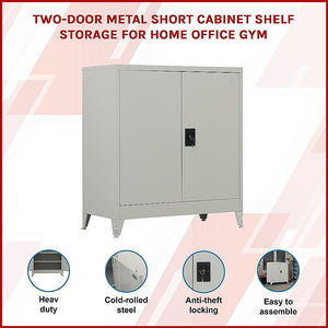 Two Door Metal Short Cabinet Shelf Storage For Home Office Gym