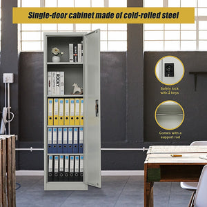 Single Door Metal Tall Cabinet Shelf Storage For Home Office Gym