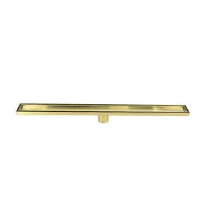 900Mm Tile Insert Bathroom Shower Brushed Brass Grate Drain W/ Centre Outlet Floor Waste