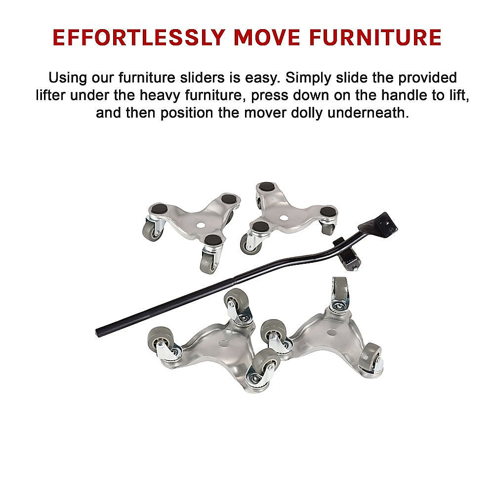 4 X All Purpose Dolly Metal Heavy Duty Furniture Mover Slider Set