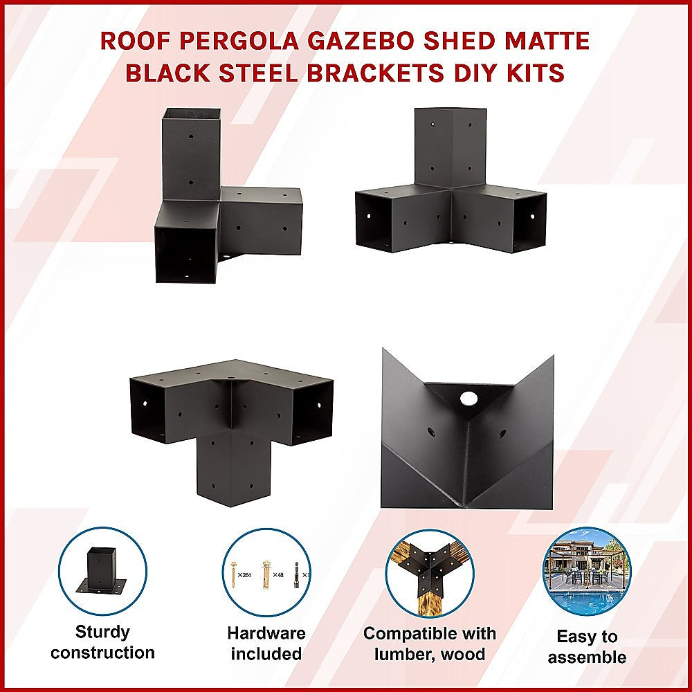 Roof Pergola Gazebo Shed Matte Black Steel Brackets Diy Kits