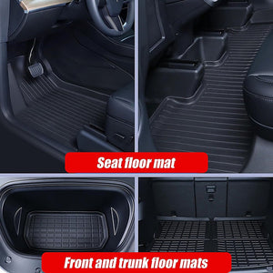 6 Piece Tesla Model Y Floor Mats For Front And Rear Trunk Passenger Driver Side