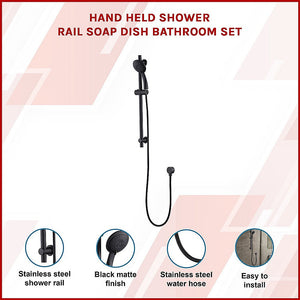 Hand Held Shower Rail Soap Dish Bathroom Set