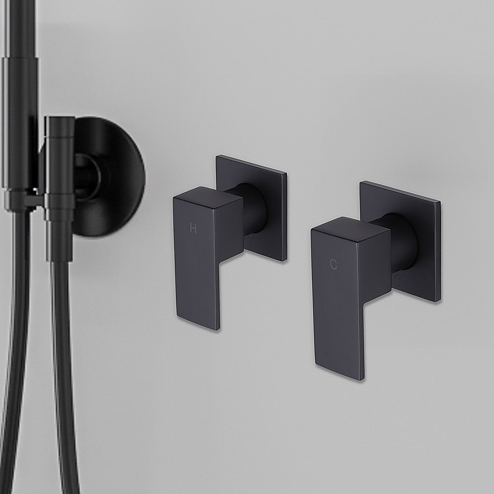 Della Francesca Bathroom Shower Hot And Cold Square Mixer Watermark Certified In Black