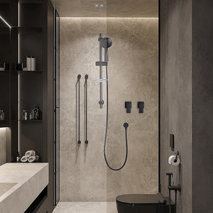 Della Francesca Bathroom Shower Hot And Cold Square Mixer Watermark Certified In Black