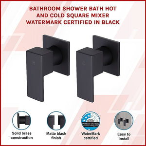 Della Francesca Bathroom Shower Hot And Cold Square Mixer Watermark Certified In Black