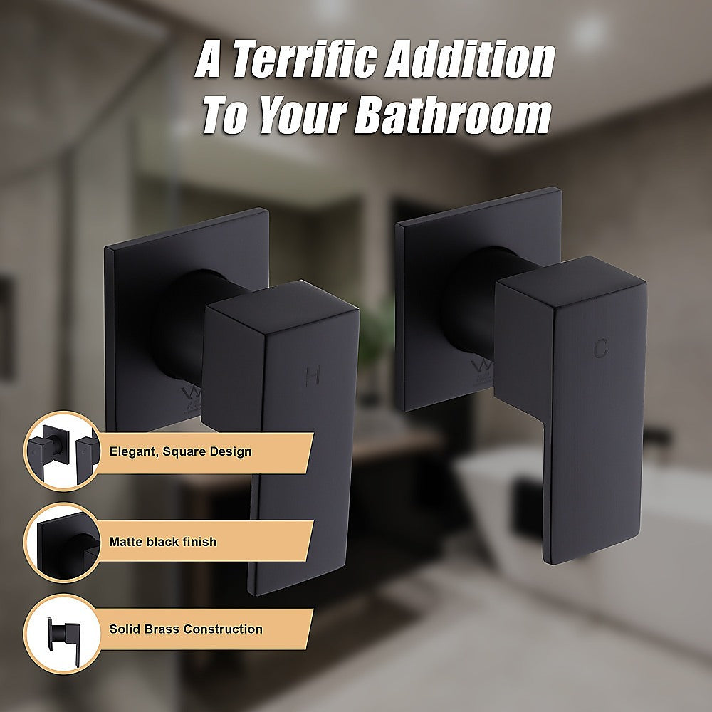Della Francesca Bathroom Shower Hot And Cold Square Mixer Watermark Certified In Black