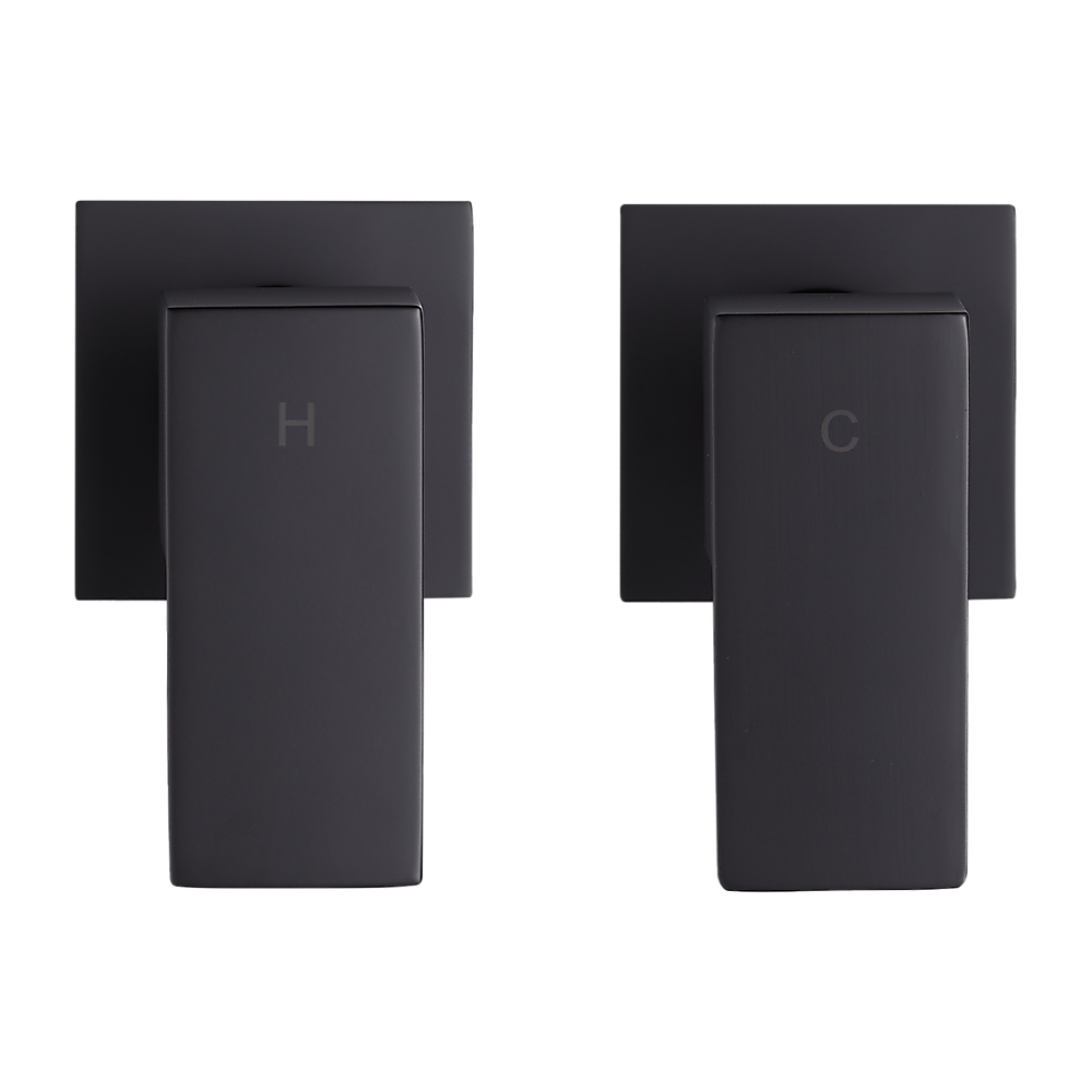 Della Francesca Bathroom Shower Hot And Cold Square Mixer Watermark Certified In Black